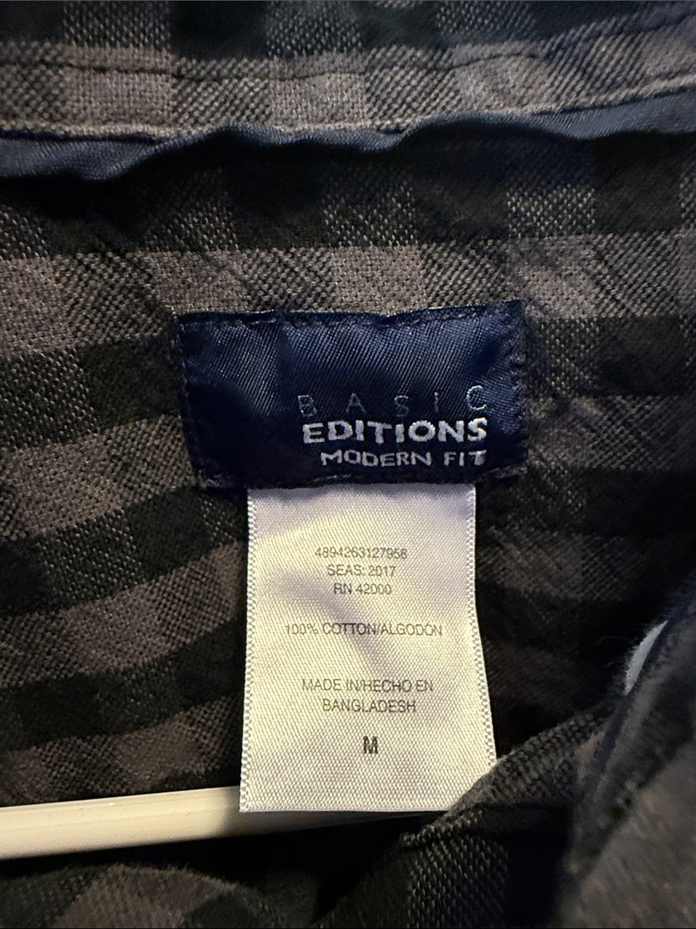 Basic Editions Gray and Black Check Button-Down Shirt - Picture 2 of 2